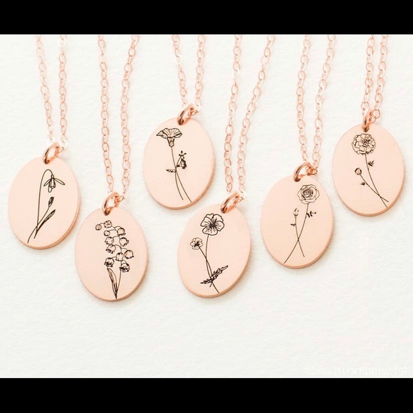 Jewelry - Rose Gold Necklace with Birth Flower w/ Giftbox